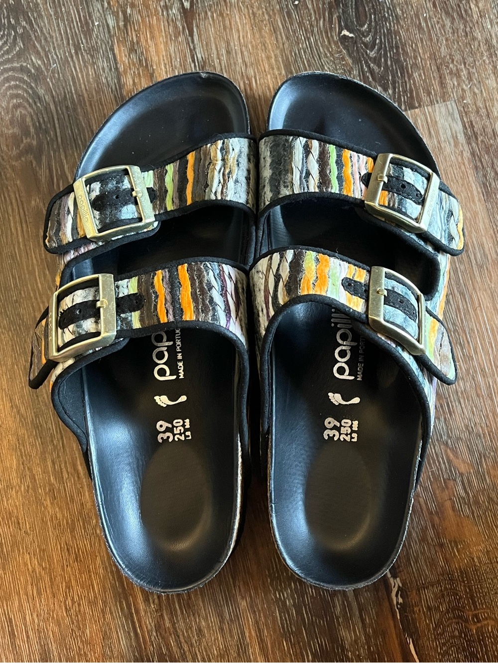 Super cute Birkenstock Multicolor Striped Slides  (Papillio by Birkenstock)